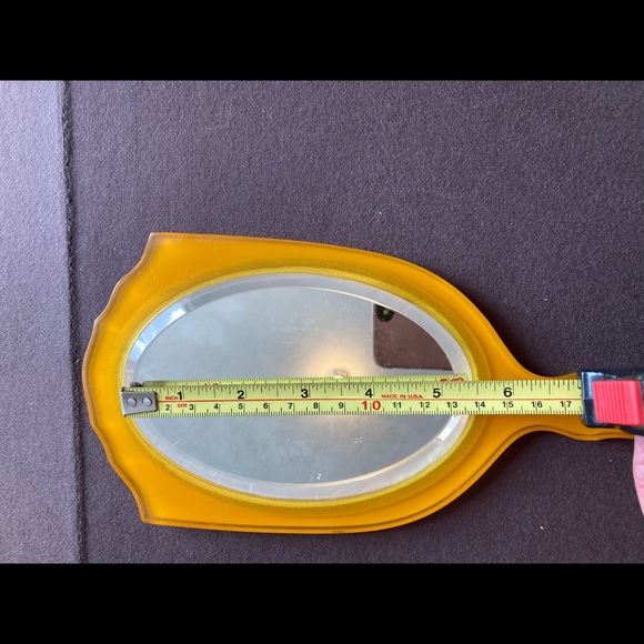 Vintage Pereline hand mirror pink & yellow - Picture 7 of 10